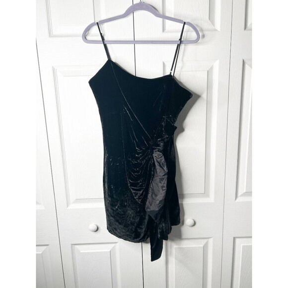 Cinq a Sept Kiki Black Velvet Silk Blend Square Neck Mini Dress Women's Size 12 - Picture 1 of 9